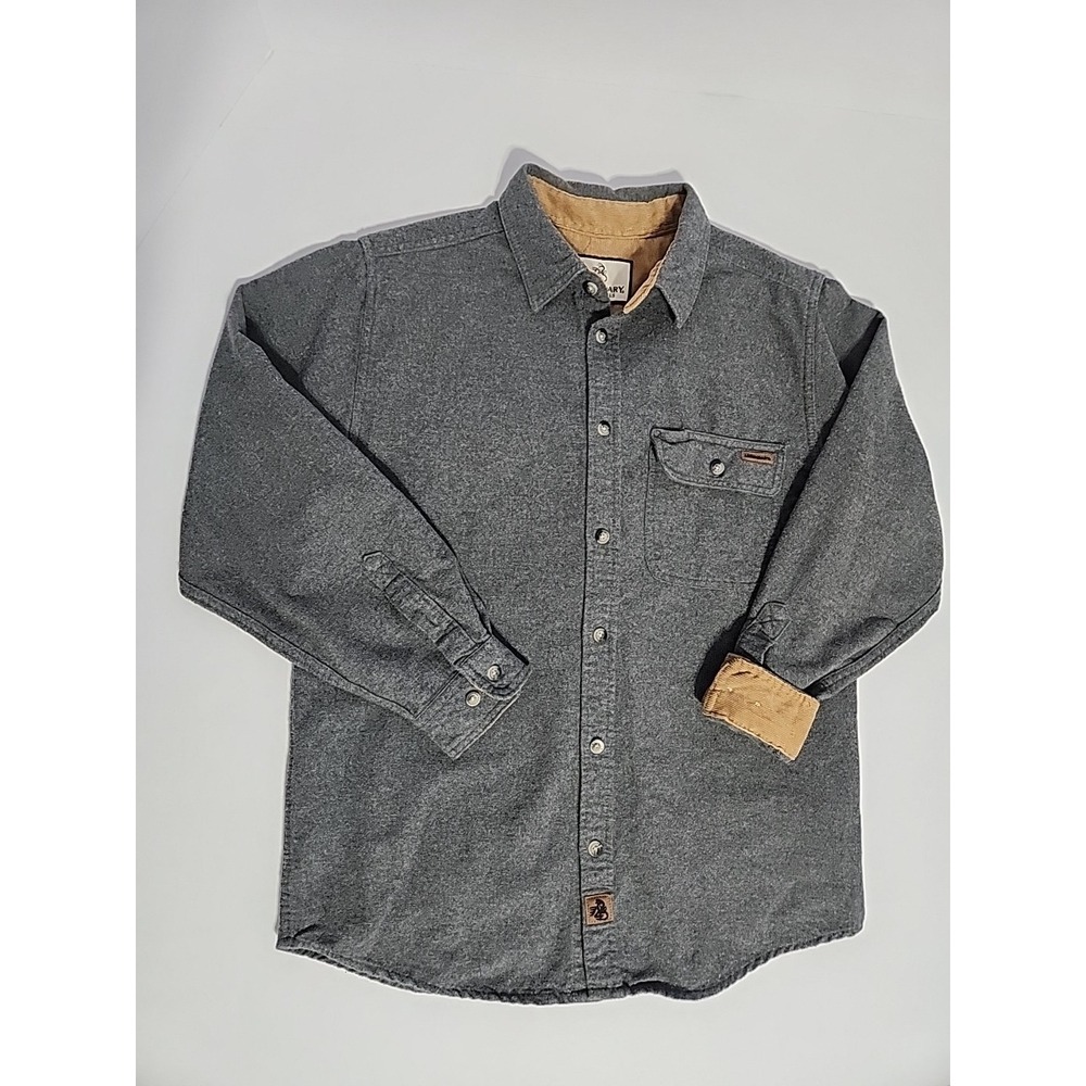 Legendary Whitetails Buck Camp Men's Medium Gray Flannel 100% Cotton Long Sleeve